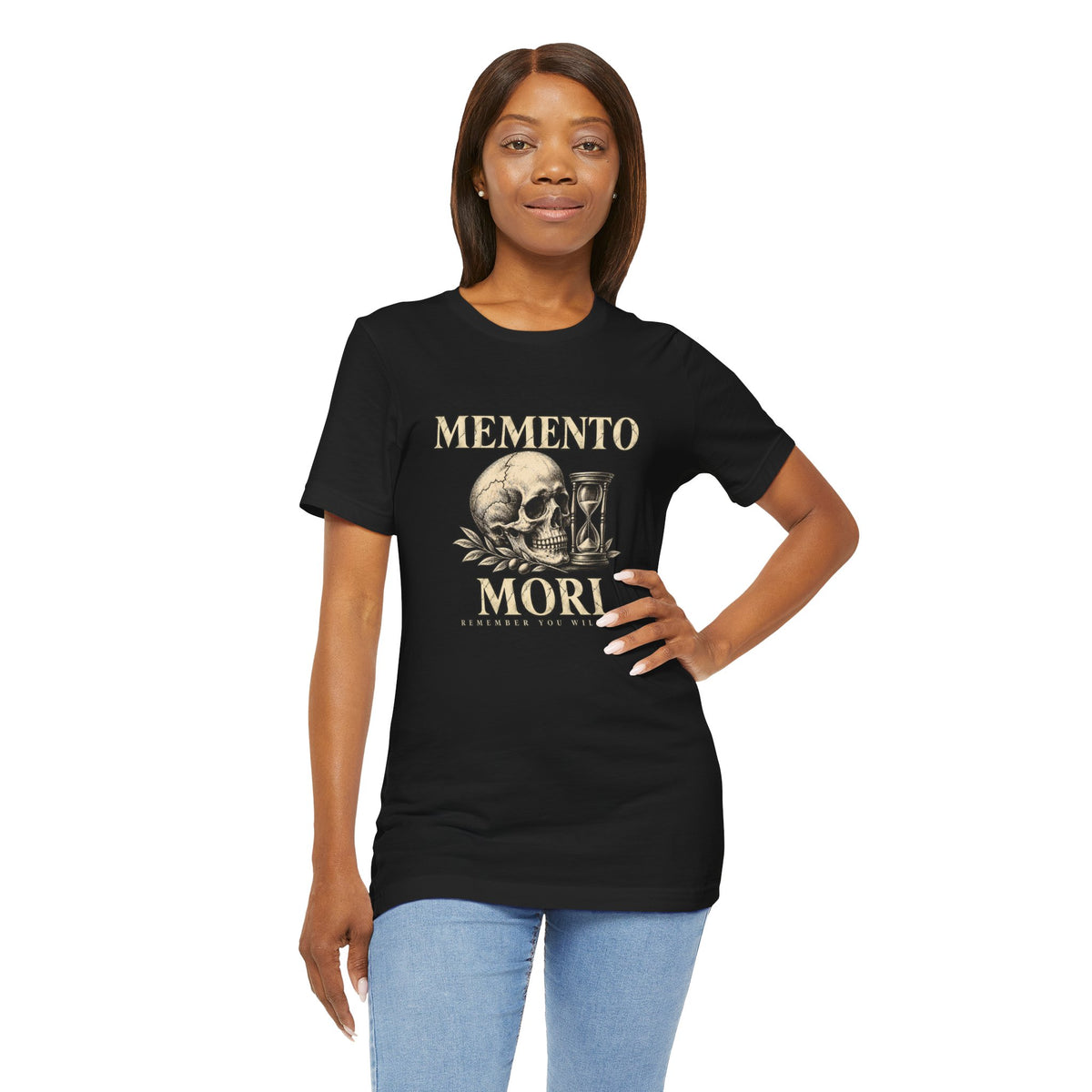 Memento Mori Skull Hourglass Graphic T-Shirt