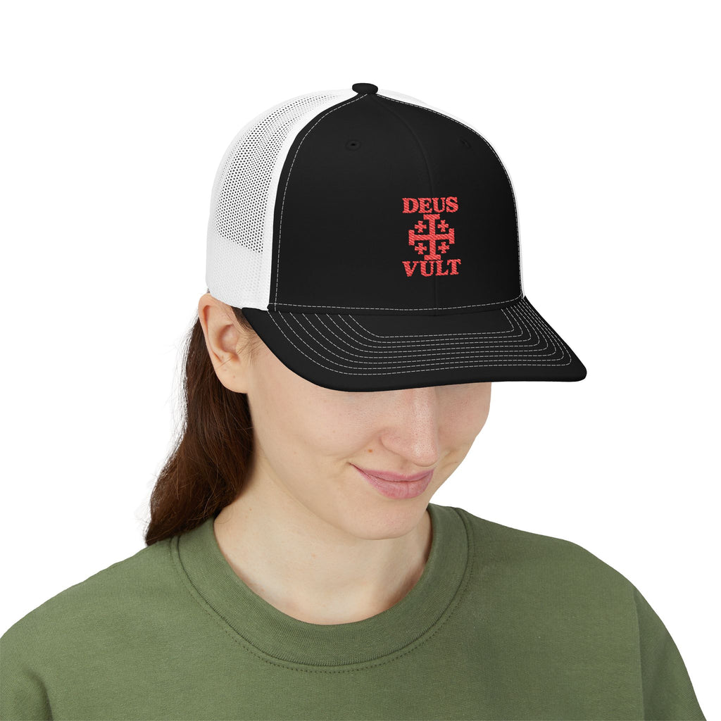 Deus Vult Jerusalem Cross Trucker Cap