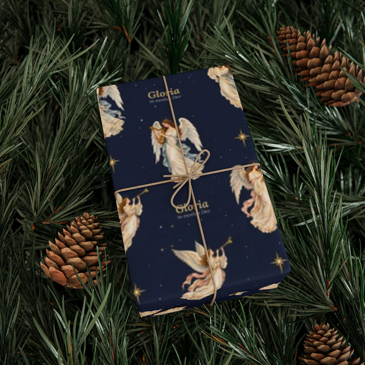 Gloria angel wrapping paper, detail view