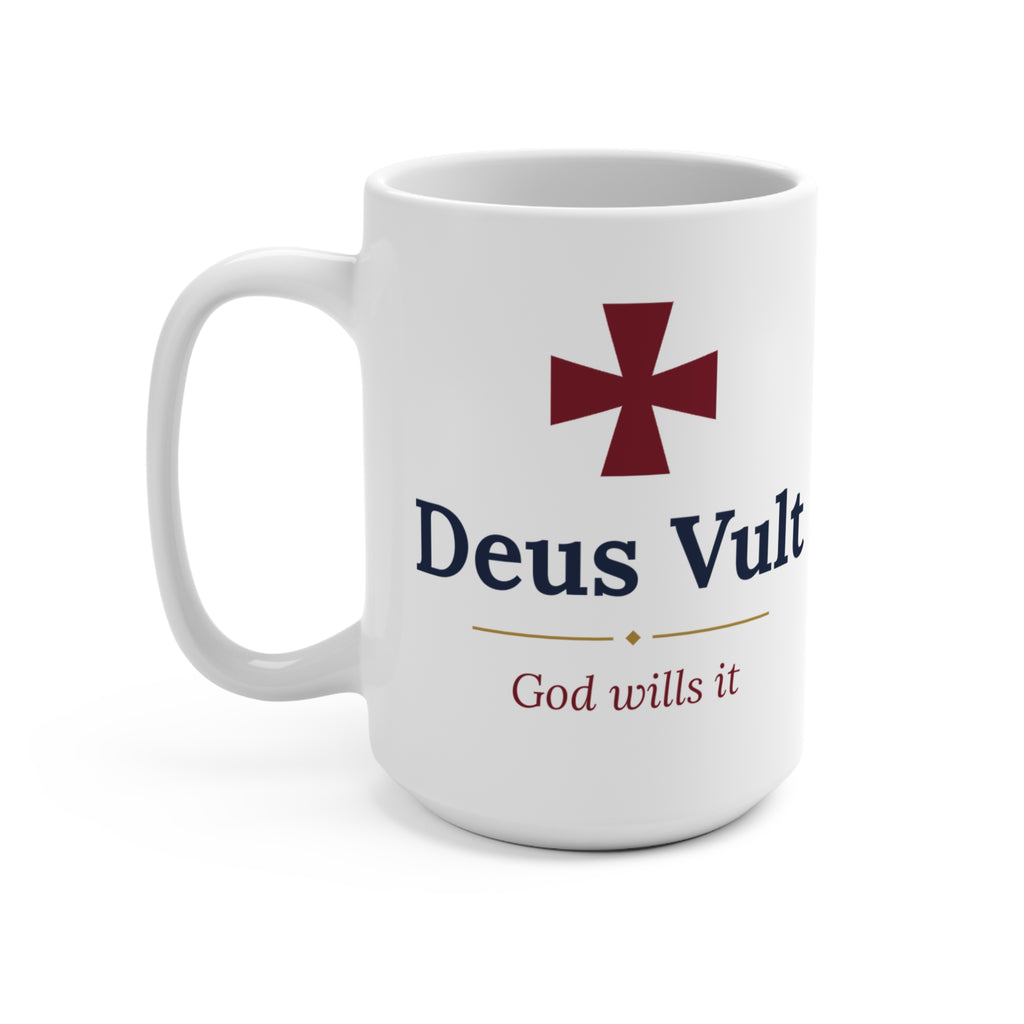 Deus Vult mug, handle side