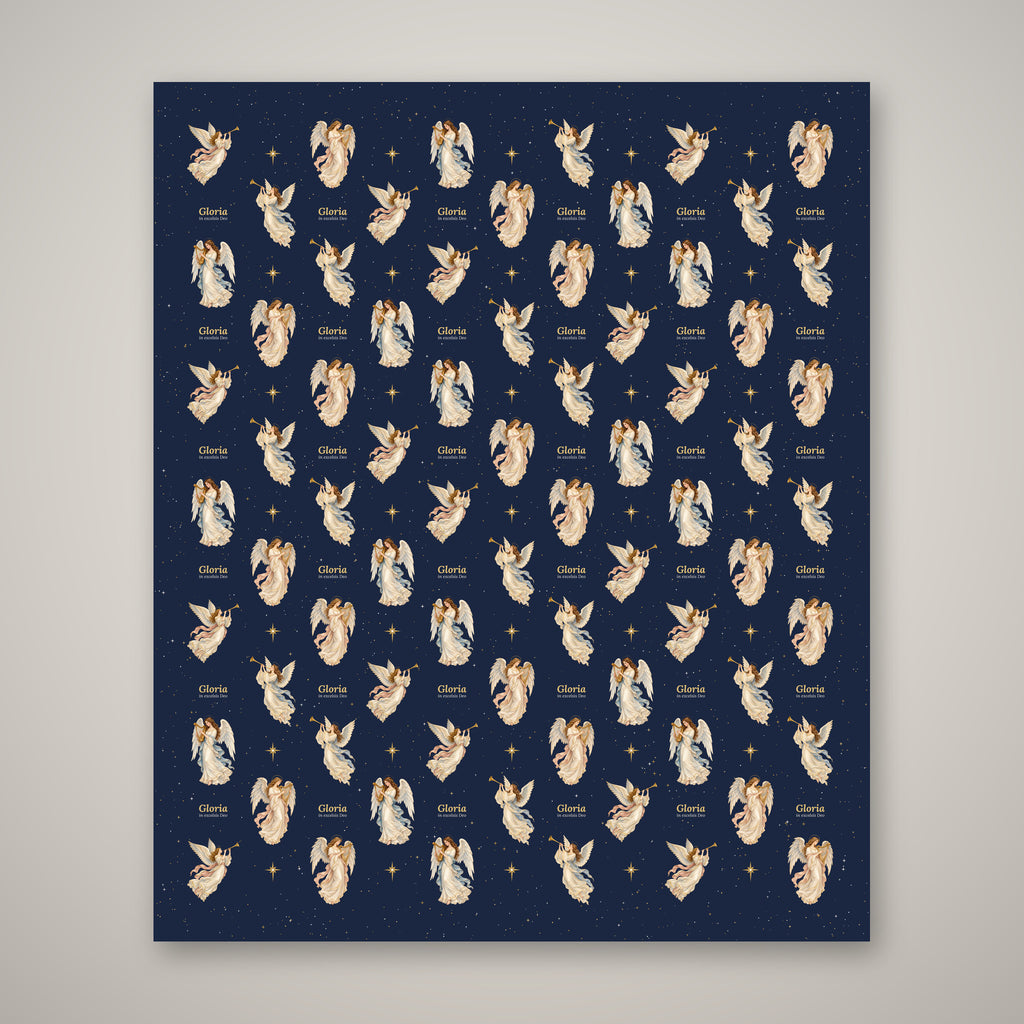 Gloria in excelsis Deo angel Christmas wrapping paper, full 30 x 36 inch sheet