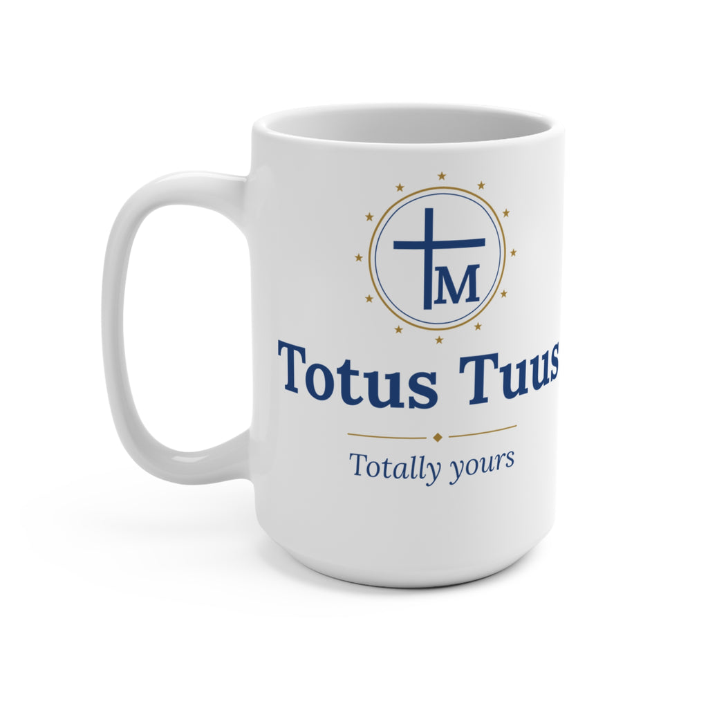 Totus Tuus mug, handle side