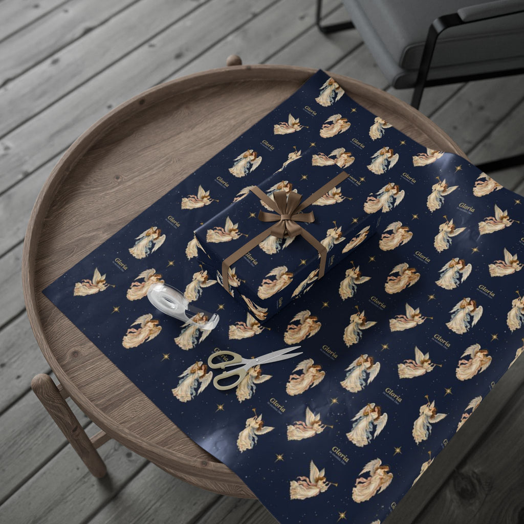 Gloria angel wrapping paper, pattern view