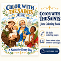 Color With The Saints June Catholic saint coloring book cover